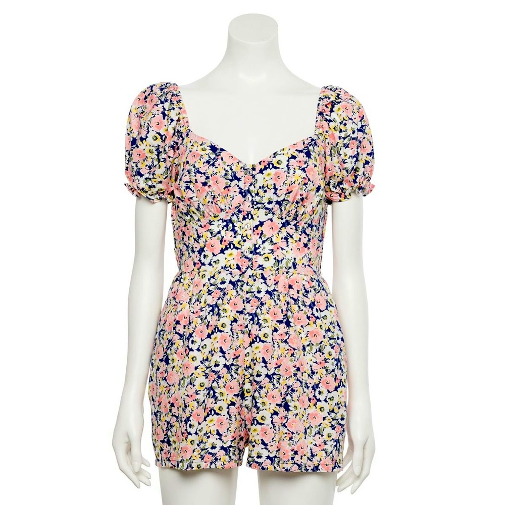 Lily Rose Puff Sleeve Romper Floral
